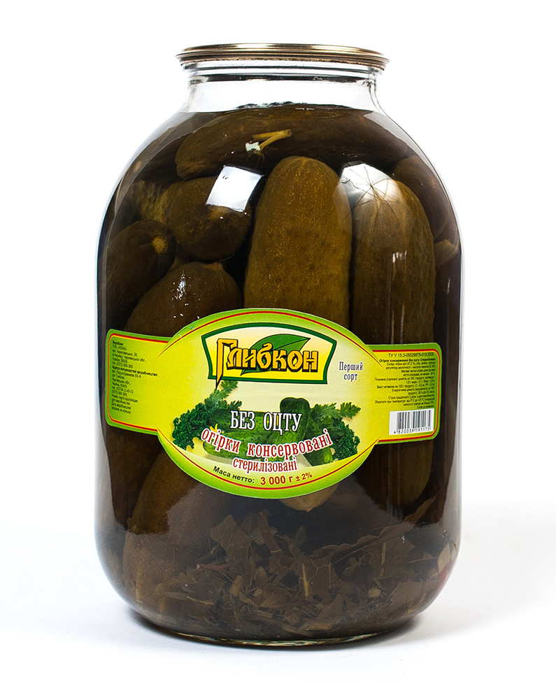 Огірки консервовані Глибкон без оцту 1000г